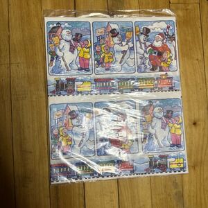 Vintage Christmas Frosty Snowman Christmas Holiday Wrapping Paper Sheets 80s‎